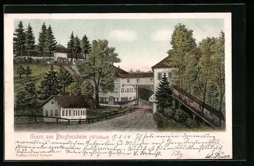 AK Burgbernheim, Wildbad mit Strasse