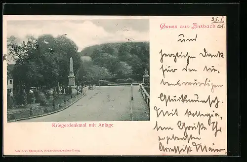 AK Ansbach, Kriegerdenkmal mit Anlage
