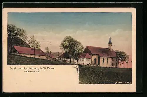 AK St. Peter /Schwarzw., Ortspartie mit Kirche