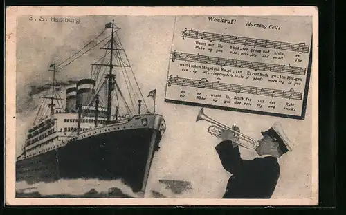 AK Passagierschiff SS Hamburg, Weckruf