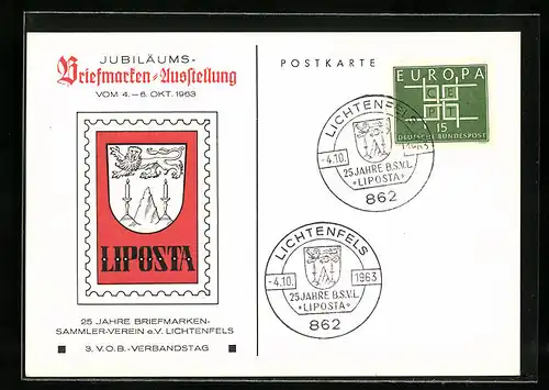AK Lichtenfels, Jubiläums-Briefmarken-Ausstellung Liposta 1963