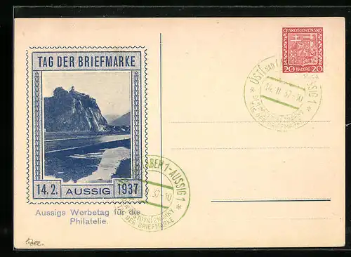 AK Aussig, Tag der Briefmarke 14.2.1937