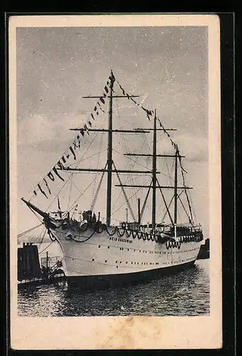 AK Segelschiff Hein Godenwind in Flaggengala im Hamburger Hafen