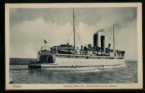 AK Sassnitz, Fährschiff Deutschland in See gehend