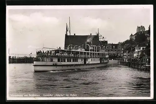 AK Meersburg am Bodensee, Bodenseedampfer Allgäu im Hafen