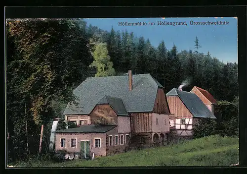 AK Grossschweidnitz, Höllenmühle im Höllengrund