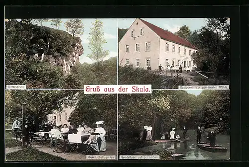 AK Löbau, Gasthaus Skala, Restaurant zur gemauerten Mühle, Gondelfahrt