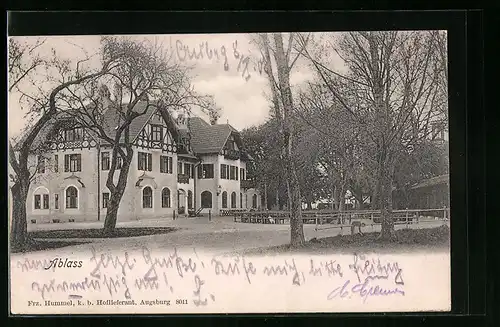 AK Augsburg, Ablass Gasthaus mit Bäumen