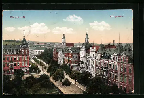 AK Döbeln i. S., Blick auf Königstrasse