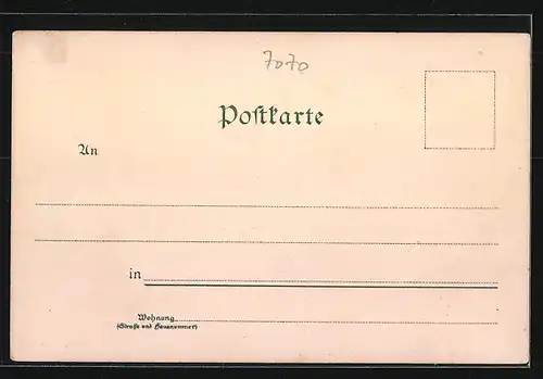 Lithographie Göppingen, Ortsansicht aus der Vogelschau