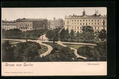 AK Berlin, Wilhelmsplatz mit Strasse aus der Vogelschau