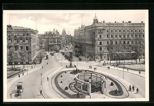 AK Berlin, Wilhelmplatz mit Kreuzung von oben gesehen