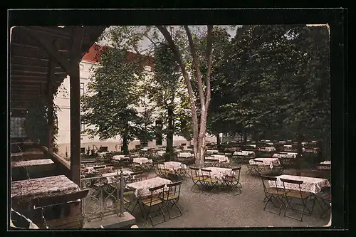 AK Halle a. S., Gasthaus Bad Neu-Ragoczi, Gartenansicht