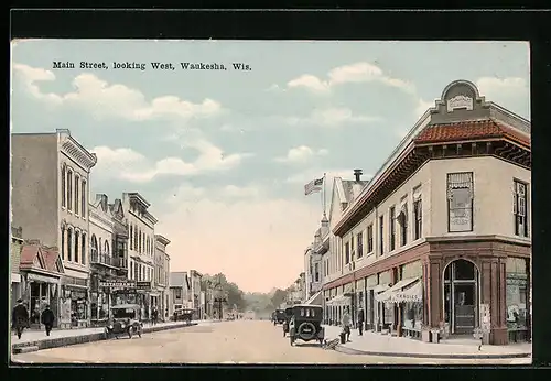 AK Waukesha, WI, Main Street, looking West