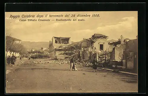 AK Reggio Calabria dopo il terremoto del 28 dicembre 1908, Corso Vittorio Emanuele, Erdbeben