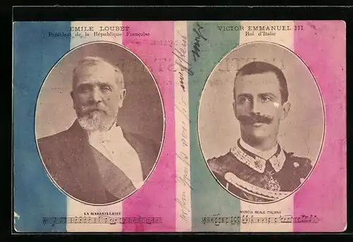 AK Präsident Frankreichs Emile Loubet und Victor Emmanuel III von Italien