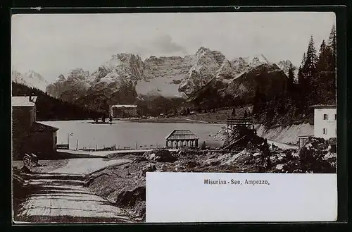 Foto-AK Fritz Gratl: Ampezzo, Misurina-See mit Bergpanorama