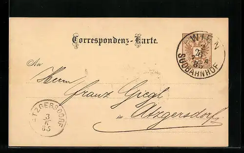 AK Wien, J. Medinger & Söhne, Kontogutschrift, Ganzsache