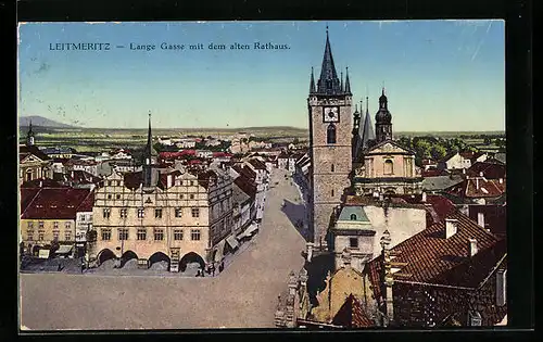 AK Leitmeritz, Lange Gassen mit dem alten Rathaus