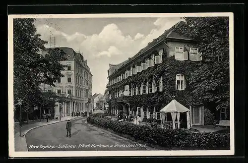AK Bad Teplitz-Schönau, Städt. Kurhaus und Deutsches Haus