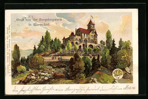 Lithographie Warnsdorf, Restaurant zur Burgsbergwarte