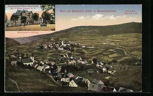 AK Böhmisch-Unterwiesenthal, Hotel Stadt Karlsbad, Totalansicht