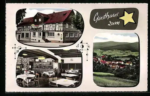 AK Rossbach, Gasthaus Zum Stern, Ortsansicht