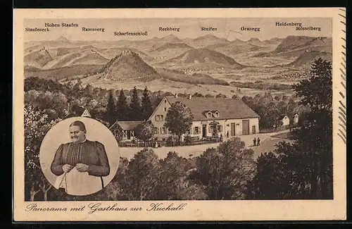 AK Donzdorf, Gasthaus zur Kuchall mit Bergpanorama