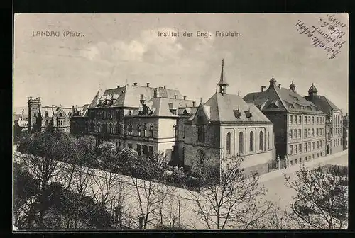AK Landau /Pf., Institut der Engl. Fräulein aus der Vogelschau