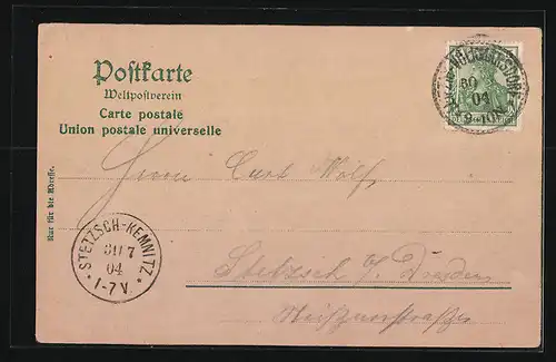 Lithographie Leipzig, Augustusplatz, Mendebrunnen