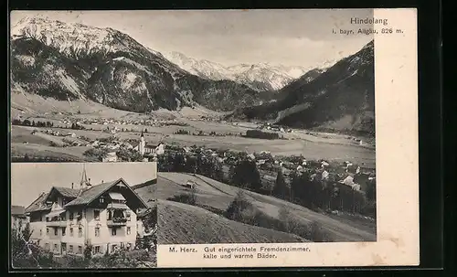 AK Hindelang i. bayr. Allgäu, Gesamtansicht, Pension