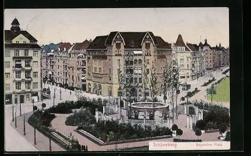 AK Schöneberg, Bayrischer Platz aus der Vogelschau