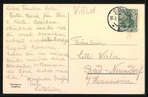 AK Köln a. Rh., Hotel Kölner Hof, Hauptbahnhof