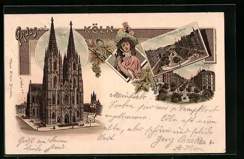 Lithographie Köln, Dom, Hohenstaufen Ring