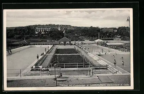 AK Stammheim bei Calw, Freibad mit Erziehungs- und Landschulheim