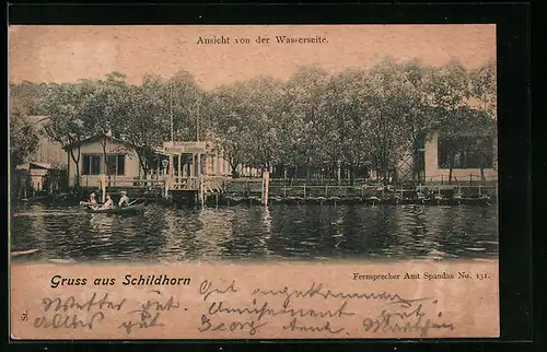 AK Berlin-Spandau, Restaurant Schildhorn, Wasserseite