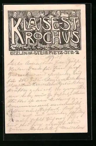 Künstler-AK Berlin, Gasthaus Klause St. Rochus, Steinmetz-Strasse 2