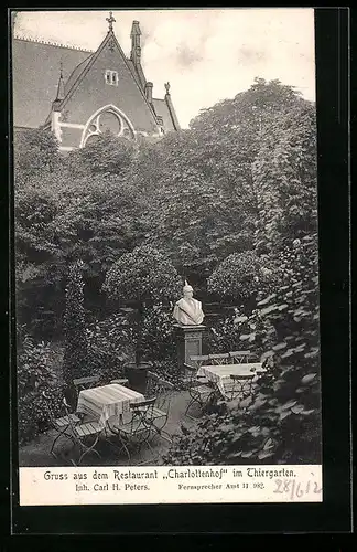 AK Berlin-Tiergarten, Restaurant Charlottenhof im Thiergarten