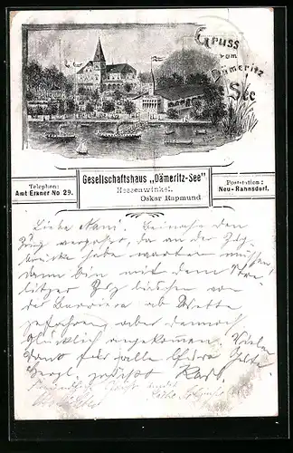 Lithographie Berlin-Köpenick, Restaurant Gesellschaftshaus Dämeritz-See