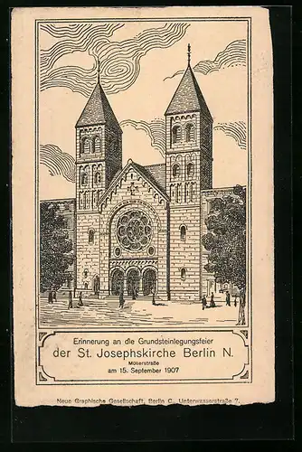 Künstler-AK Berlin-Wedding, St. Josephskirche, Müllerstrasse