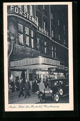 AK Berlin, Hotel Der Fürstenhof, Haupteingang