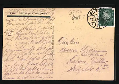 AK Wiesbaden, Walhalla Restaurant, Kirchgasse 66