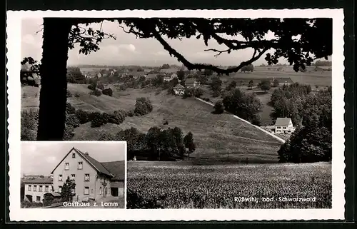 AK Rüsswihl, Ortsansicht, Gasthaus und Pension z. Lamm