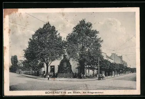 AK Schierstein a. Rh., Am Kriegerdenkmal