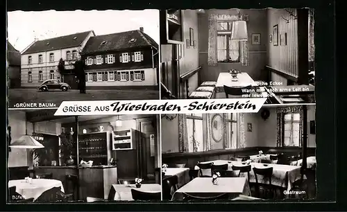AK Wiesbaden-Schierstein, Gasthaus Grüner Baum, Gastraum