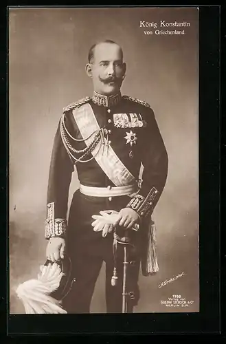 AK König Konstantin von Griechenland in Uniform mit Orden