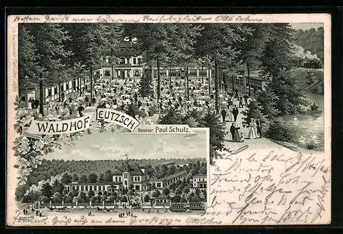 Lithographie Leutzsch, Gasthaus Waldhof von Paul Schulz