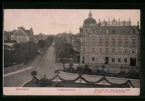 Relief-AK Bitterfeld, Hotel Kaiserhof in der Lindenstrasse