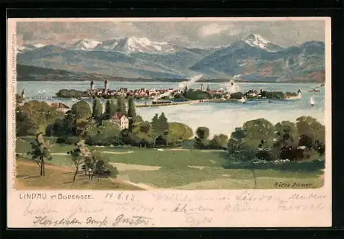 Künstler-AK Zeno Diemer: Lindau im Bodensee, Teilansicht