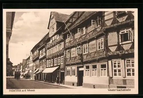 AK Höxter a. d. Weser, Westerbachstrasse mit Gasthof z. Guten Quelle